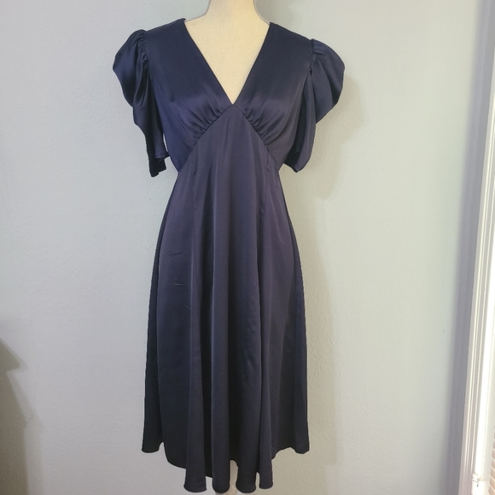 Alexa B Nites‎ Ruched Sleeve Navy Dress Size 4